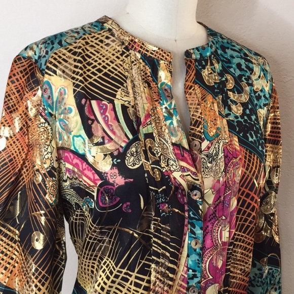 Poeme By Citron Button Down Shirt Tunic M - Picture 4 of 5